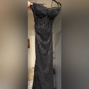 Morgan & Co. Charcoal Lace Dress